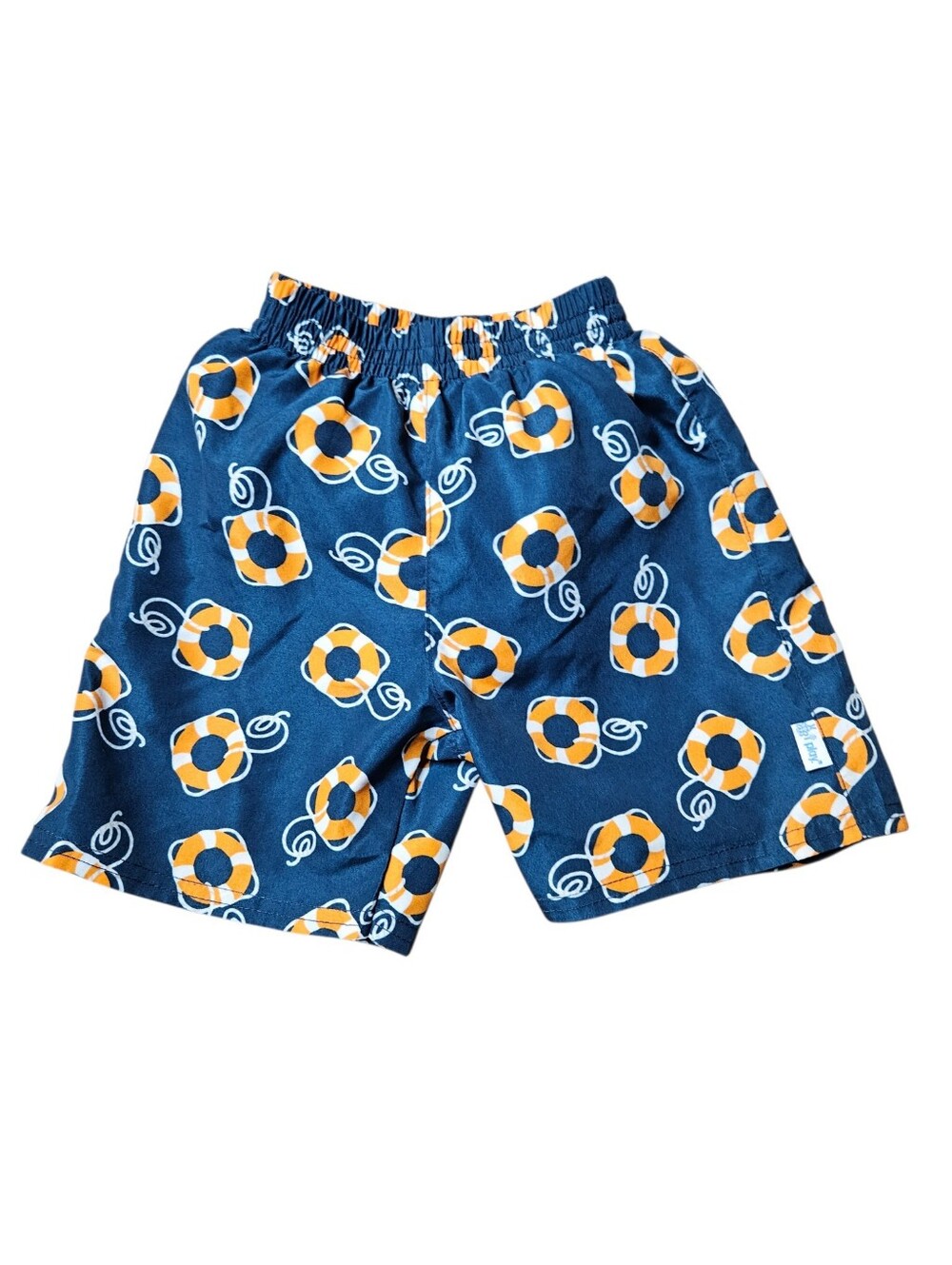 iPlay 3T Navy Orange Life Preserver Swim Trunks UPF 50+